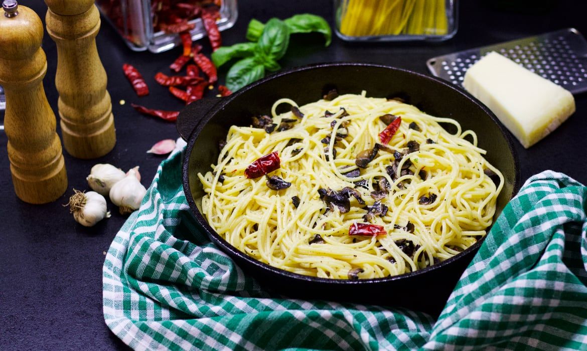 Рецепт: Шпагети со чили и свежи печурки